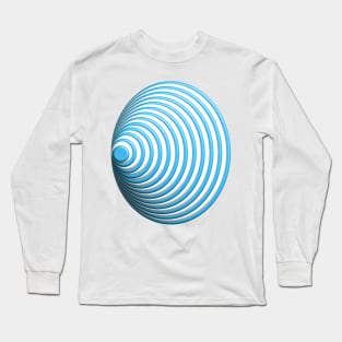 Geometric light blue concentric circles 3D doodle art Long Sleeve T-Shirt